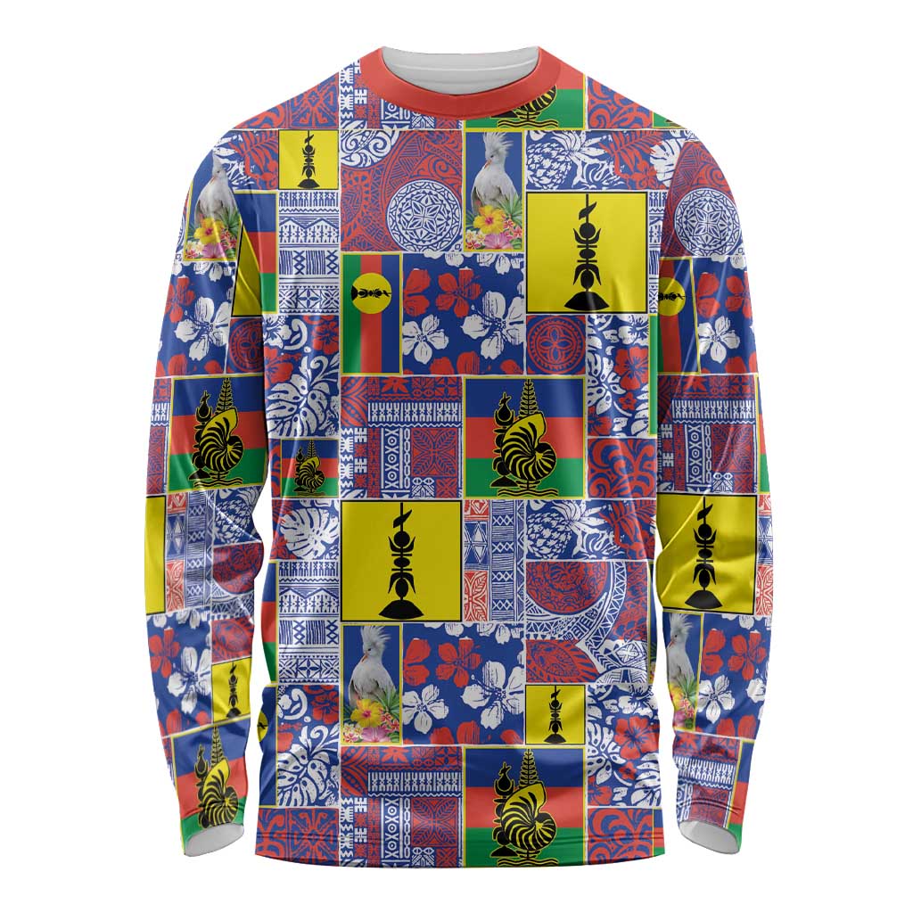 New Caledonia Joyeux Noel Long Sleeve Shirt Pacific Patchwork Xmas Vibes - Polynesian Pride