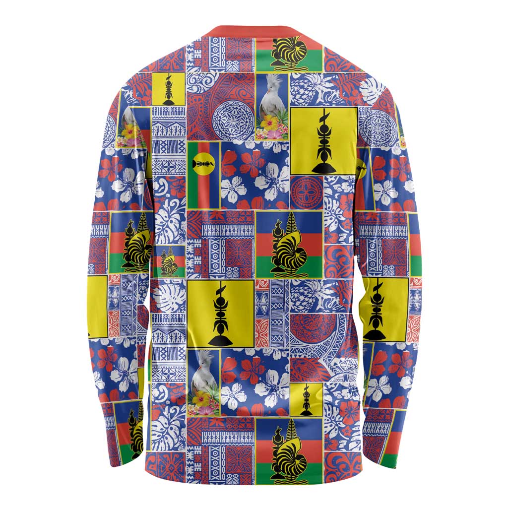 New Caledonia Joyeux Noel Long Sleeve Shirt Pacific Patchwork Xmas Vibes - Polynesian Pride