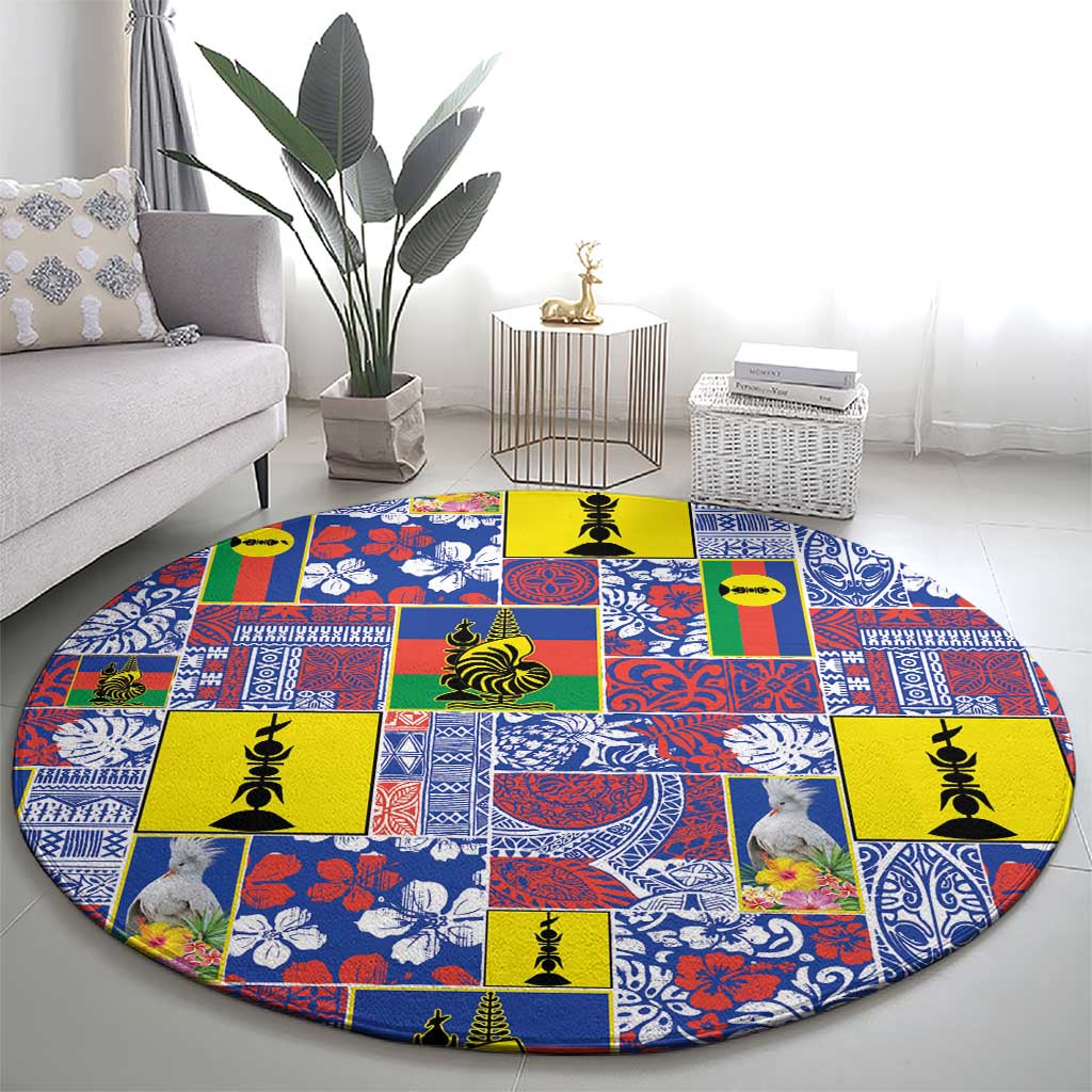 New Caledonia Joyeux Noel Round Carpet Pacific Patchwork Xmas Vibes - Polynesian Pride