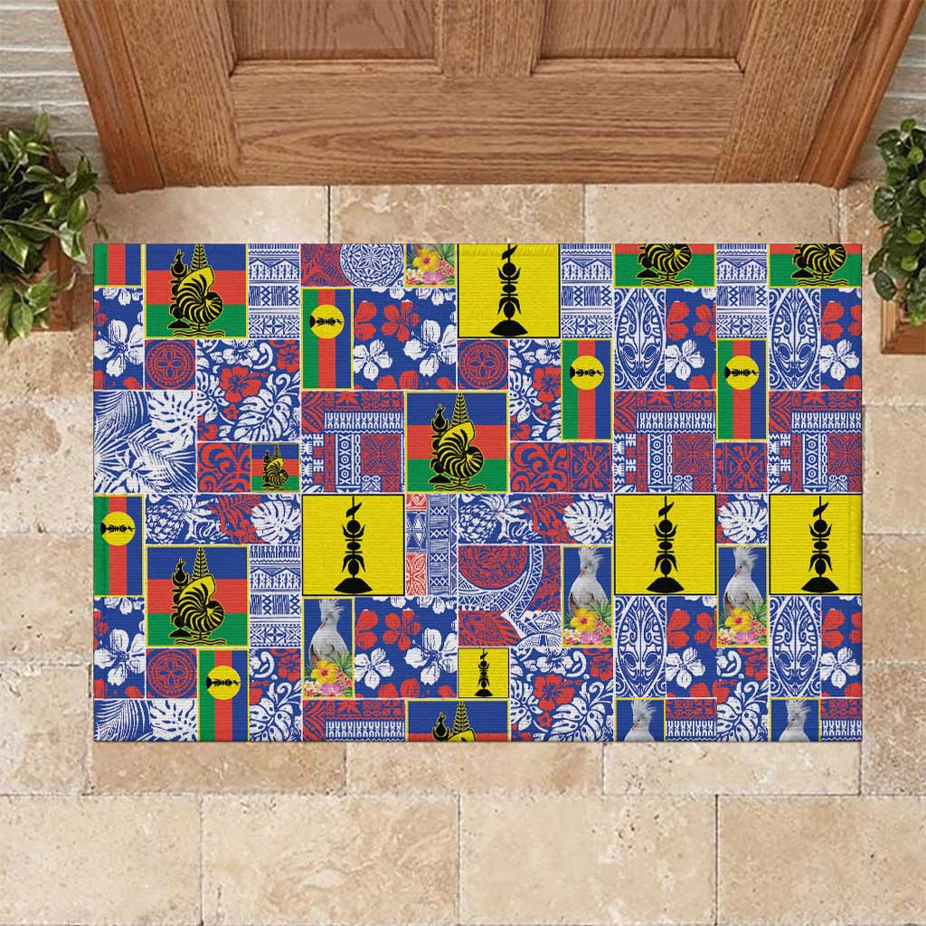 New Caledonia Joyeux Noel Rubber Doormat Pacific Patchwork Xmas Vibes - Polynesian Pride