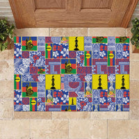 New Caledonia Joyeux Noel Rubber Doormat Pacific Patchwork Xmas Vibes - Polynesian Pride