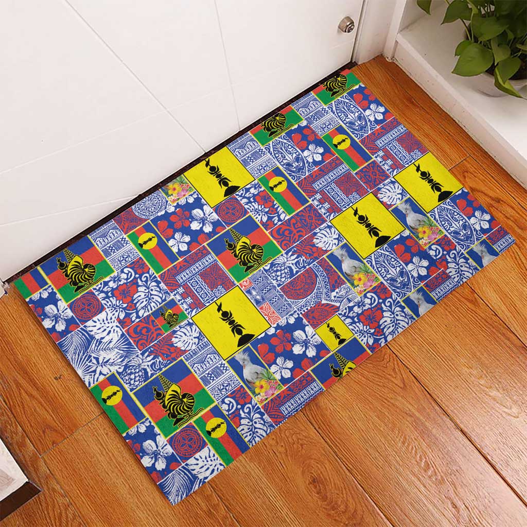 New Caledonia Joyeux Noel Rubber Doormat Pacific Patchwork Xmas Vibes - Polynesian Pride