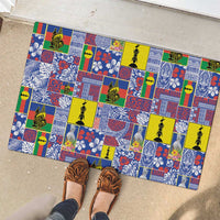 New Caledonia Joyeux Noel Rubber Doormat Pacific Patchwork Xmas Vibes - Polynesian Pride