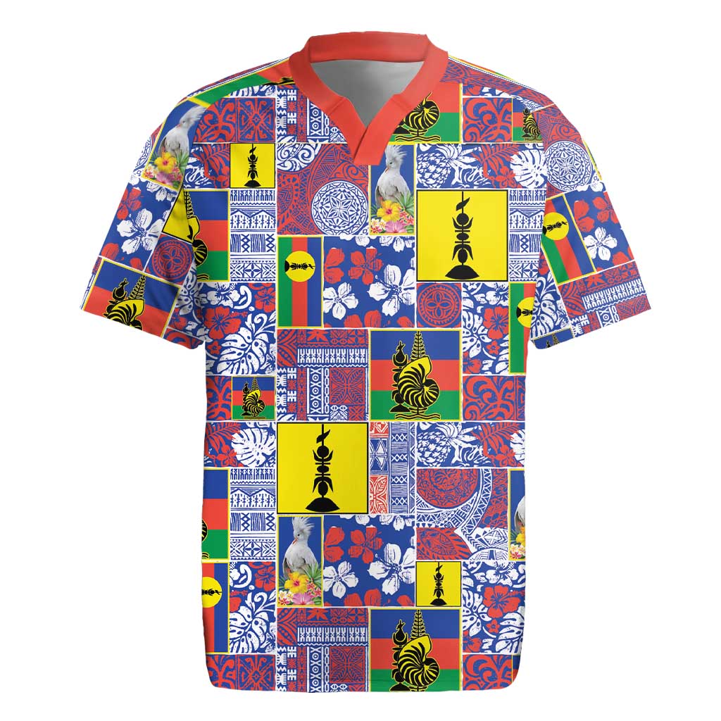 New Caledonia Joyeux Noel Rugby Jersey Pacific Patchwork Xmas Vibes - Polynesian Pride