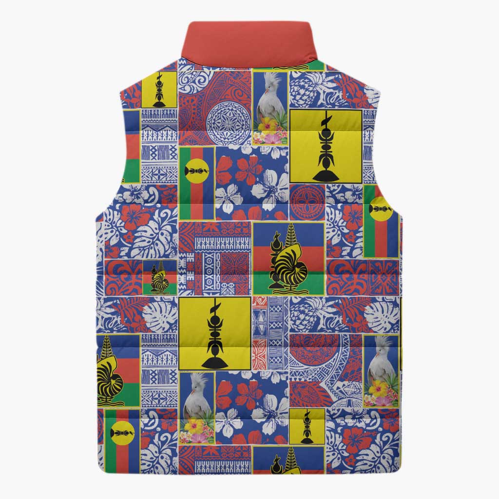 New Caledonia Joyeux Noel Sleeveless Puffer Jacket Pacific Patchwork Xmas Vibes - Polynesian Pride