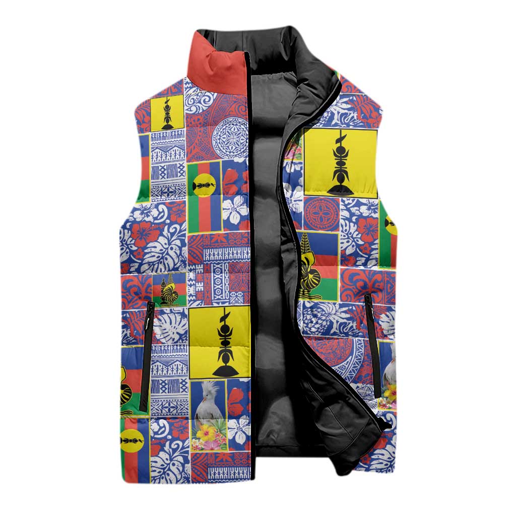 New Caledonia Joyeux Noel Sleeveless Puffer Jacket Pacific Patchwork Xmas Vibes - Polynesian Pride