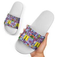 New Caledonia Joyeux Noel Slide Sandals Pacific Patchwork Xmas Vibes - Polynesian Pride