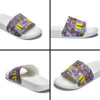 New Caledonia Joyeux Noel Slide Sandals Pacific Patchwork Xmas Vibes - Polynesian Pride