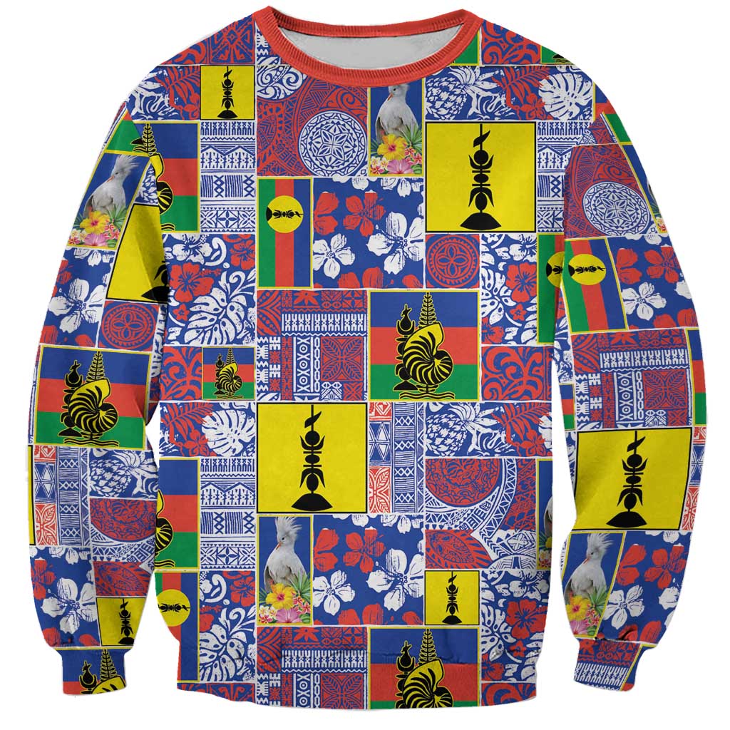 New Caledonia Joyeux Noel Sweatshirt Pacific Patchwork Xmas Vibes - Polynesian Pride