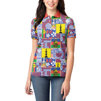 New Caledonia Joyeux Noel Women Polo Shirt Pacific Patchwork Xmas Vibes - Polynesian Pride