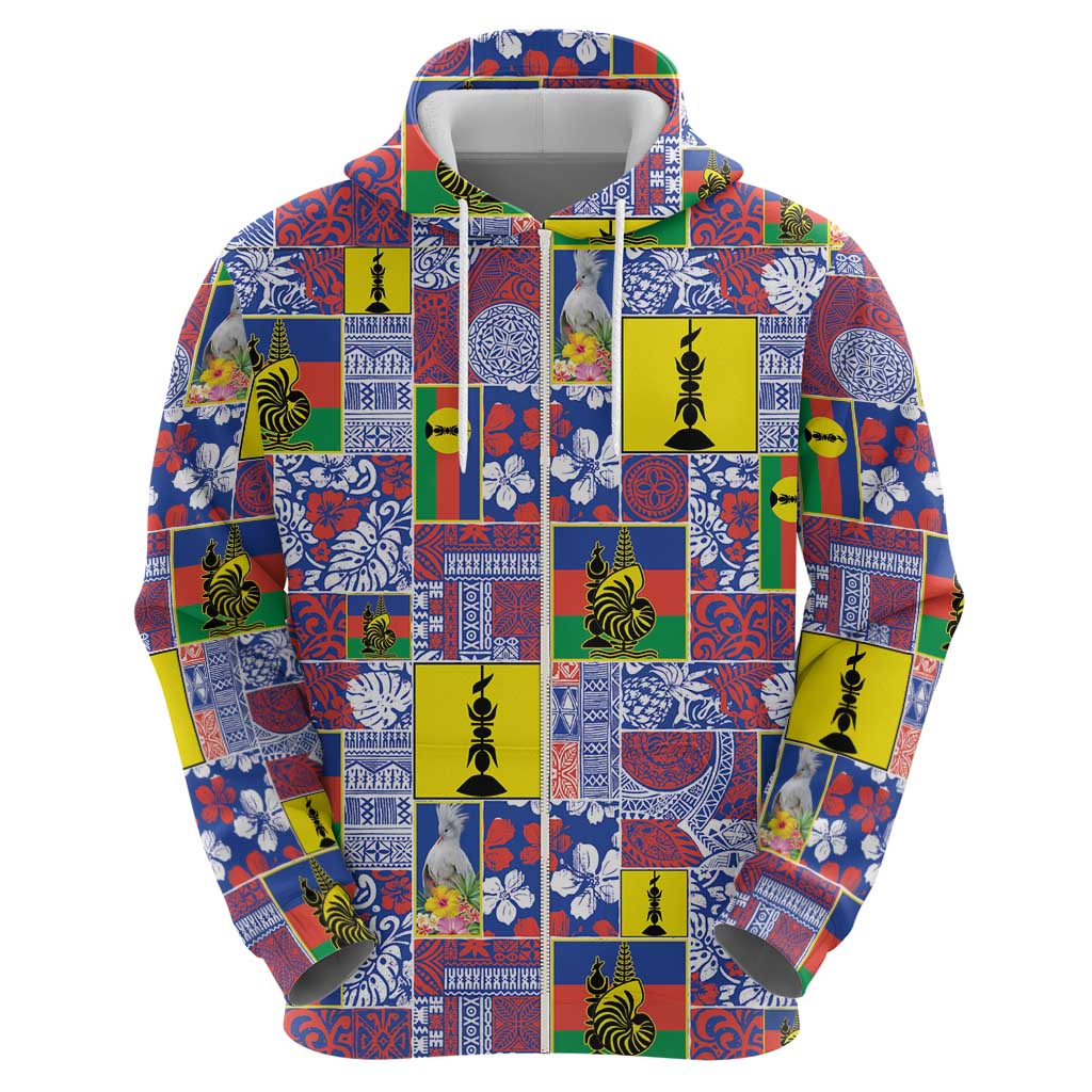 New Caledonia Joyeux Noel Zip Hoodie Pacific Patchwork Xmas Vibes - Polynesian Pride