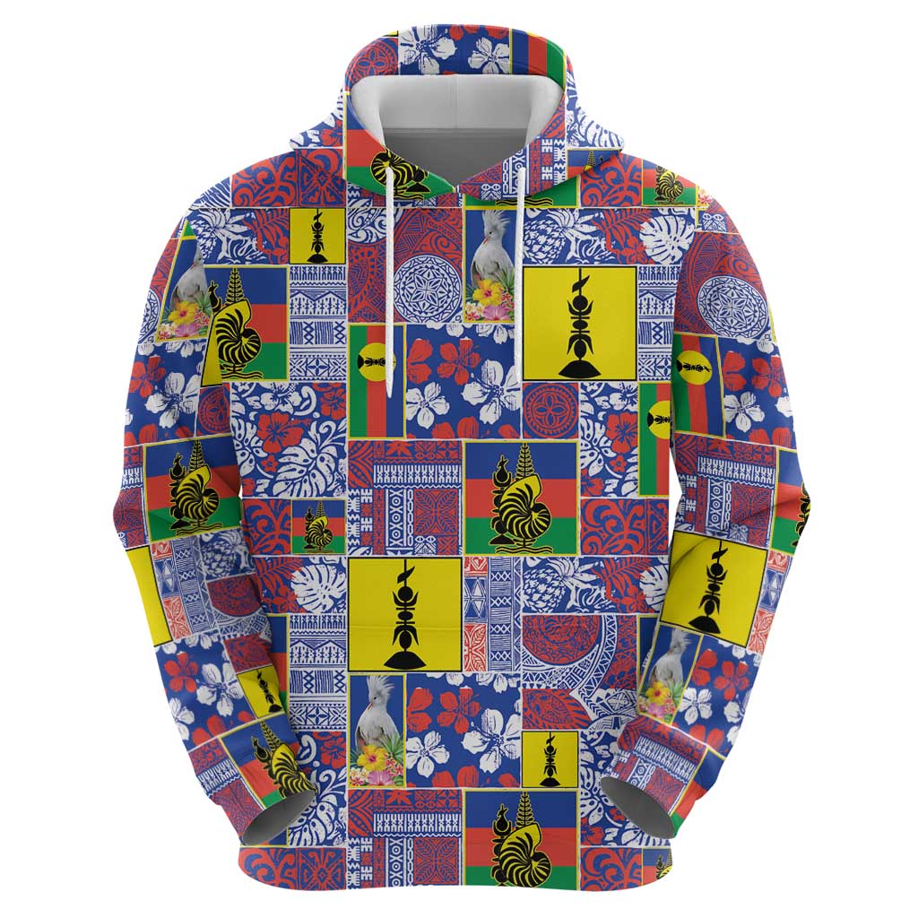 New Caledonia Joyeux Noel Zip Hoodie Pacific Patchwork Xmas Vibes - Polynesian Pride