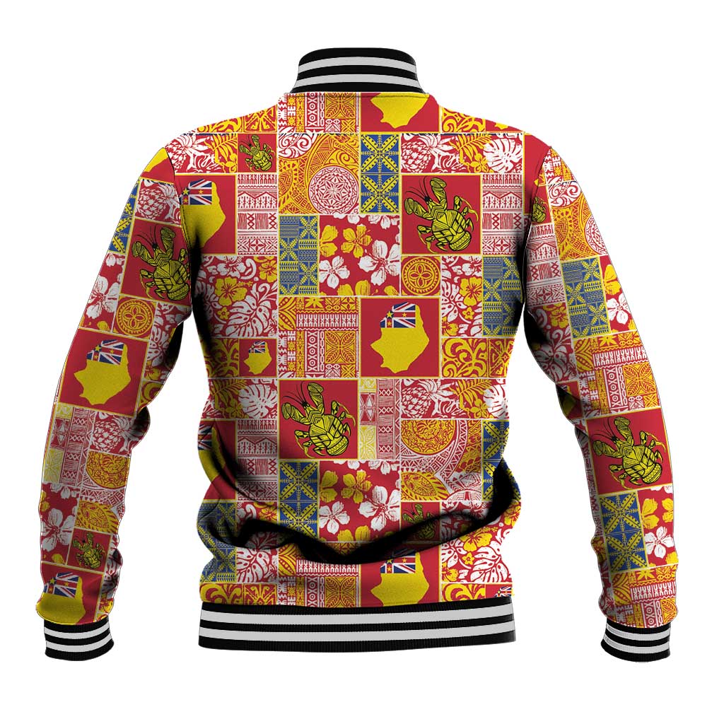 Niue Monuina e Kilisimasi Baseball Jacket Pacific Patchwork Xmas Vibes - Polynesian Pride