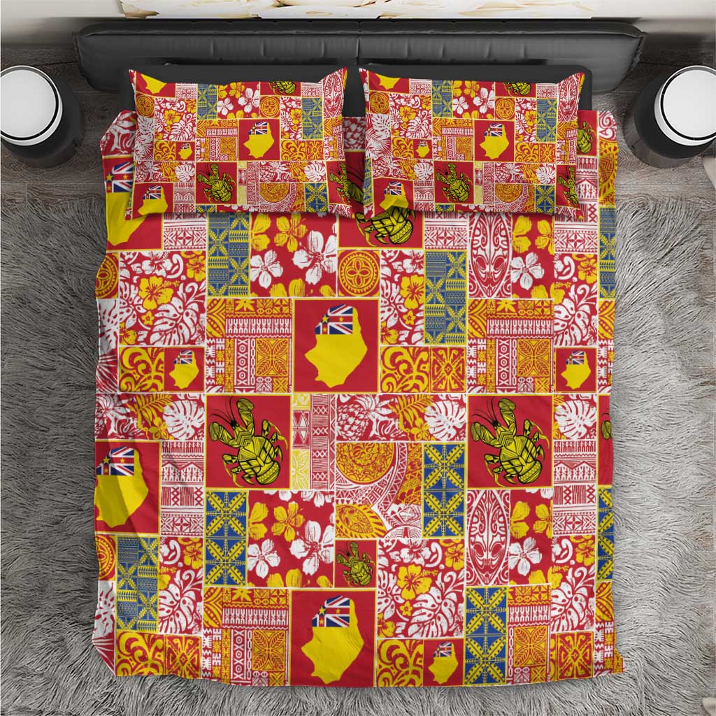 Niue Monuina e Kilisimasi Bedding Set Pacific Patchwork Xmas Vibes - Polynesian Pride