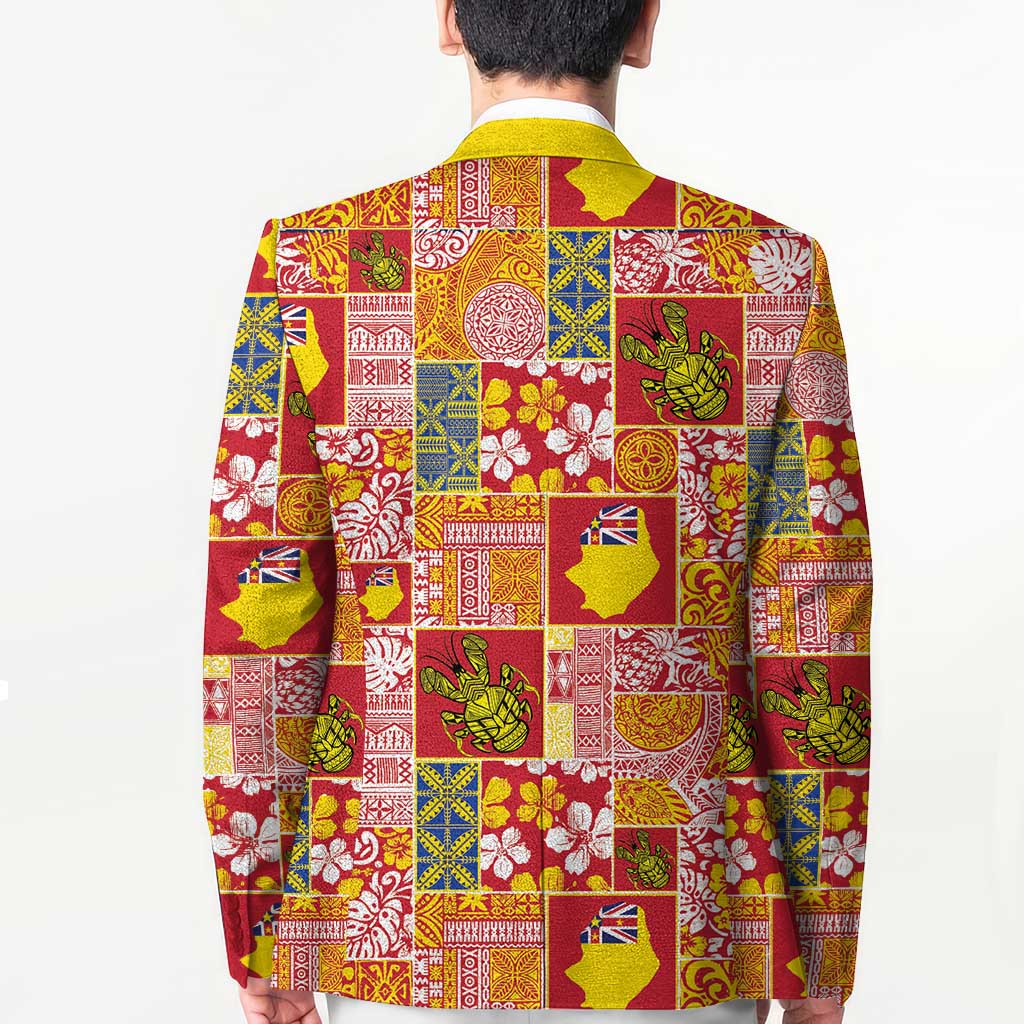 Niue Monuina e Kilisimasi Blazer Pacific Patchwork Xmas Vibes - Polynesian Pride