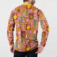 Niue Monuina e Kilisimasi Button Sweatshirt Pacific Patchwork Xmas Vibes - Polynesian Pride