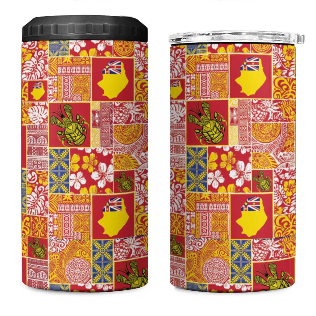 Niue Monuina e Kilisimasi 4 in 1 Can Cooler Tumbler Pacific Patchwork Xmas Vibes - Polynesian Pride