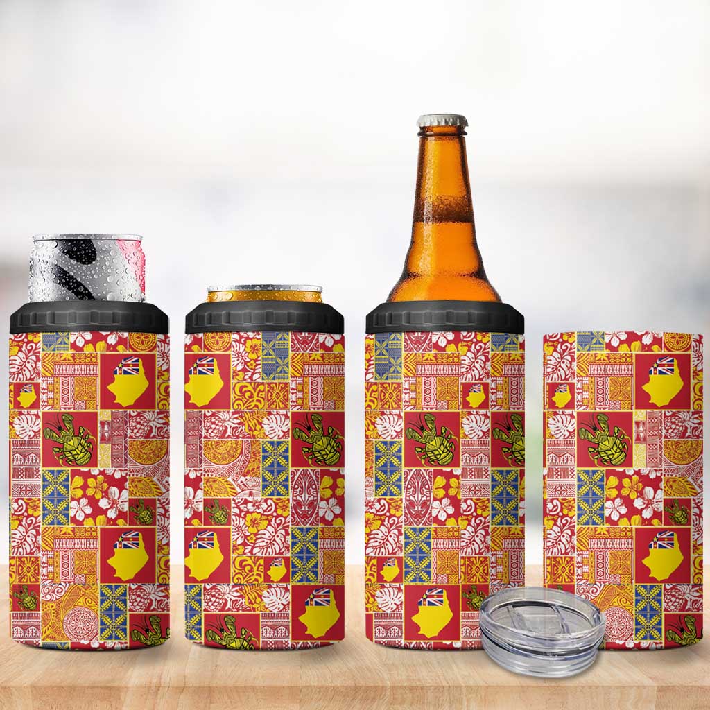 Niue Monuina e Kilisimasi 4 in 1 Can Cooler Tumbler Pacific Patchwork Xmas Vibes - Polynesian Pride