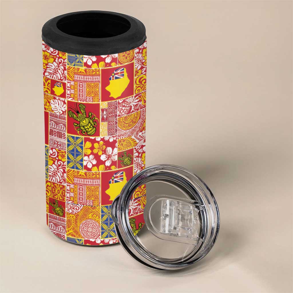 Niue Monuina e Kilisimasi 4 in 1 Can Cooler Tumbler Pacific Patchwork Xmas Vibes - Polynesian Pride