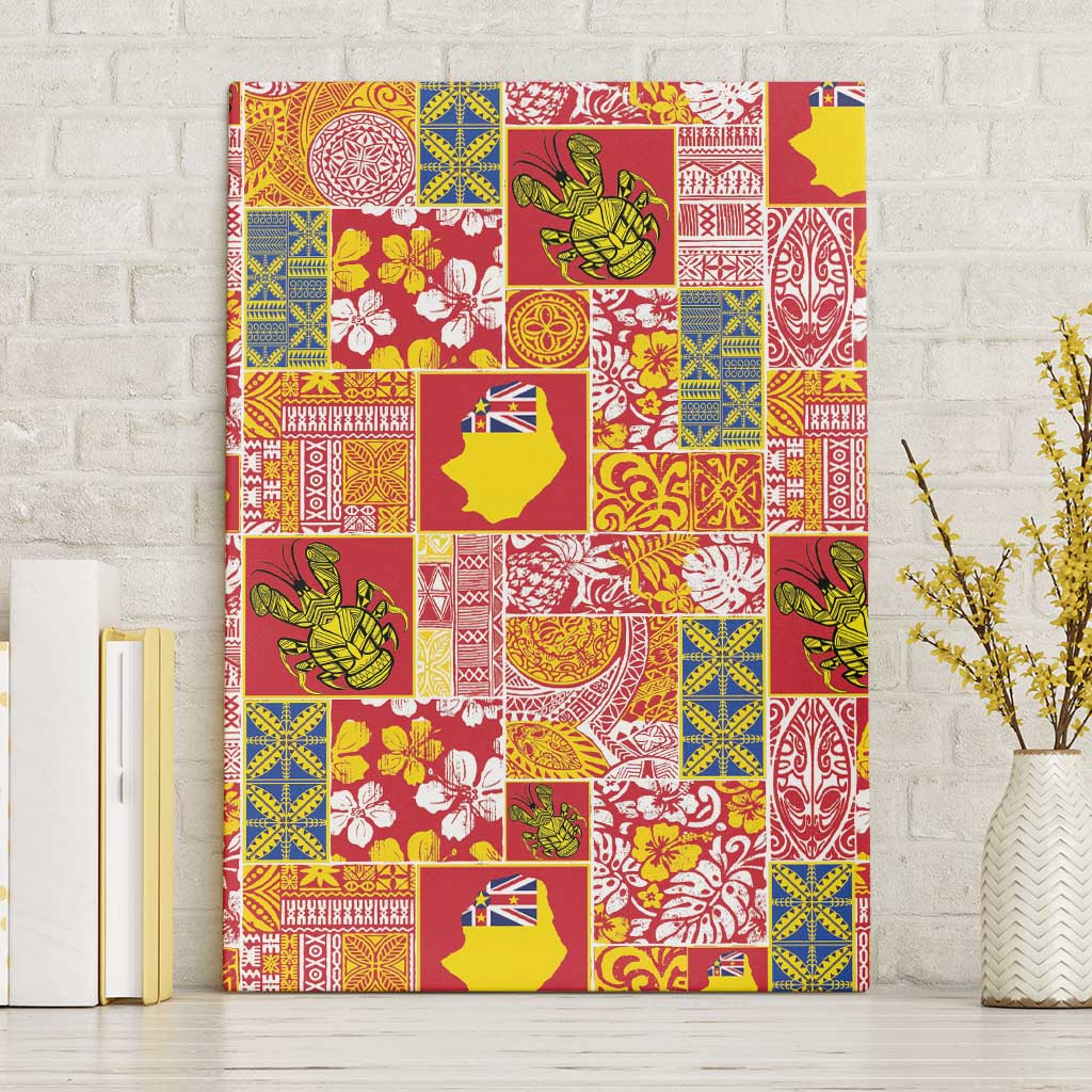 Niue Monuina e Kilisimasi Canvas Wall Art Pacific Patchwork Xmas Vibes - Polynesian Pride