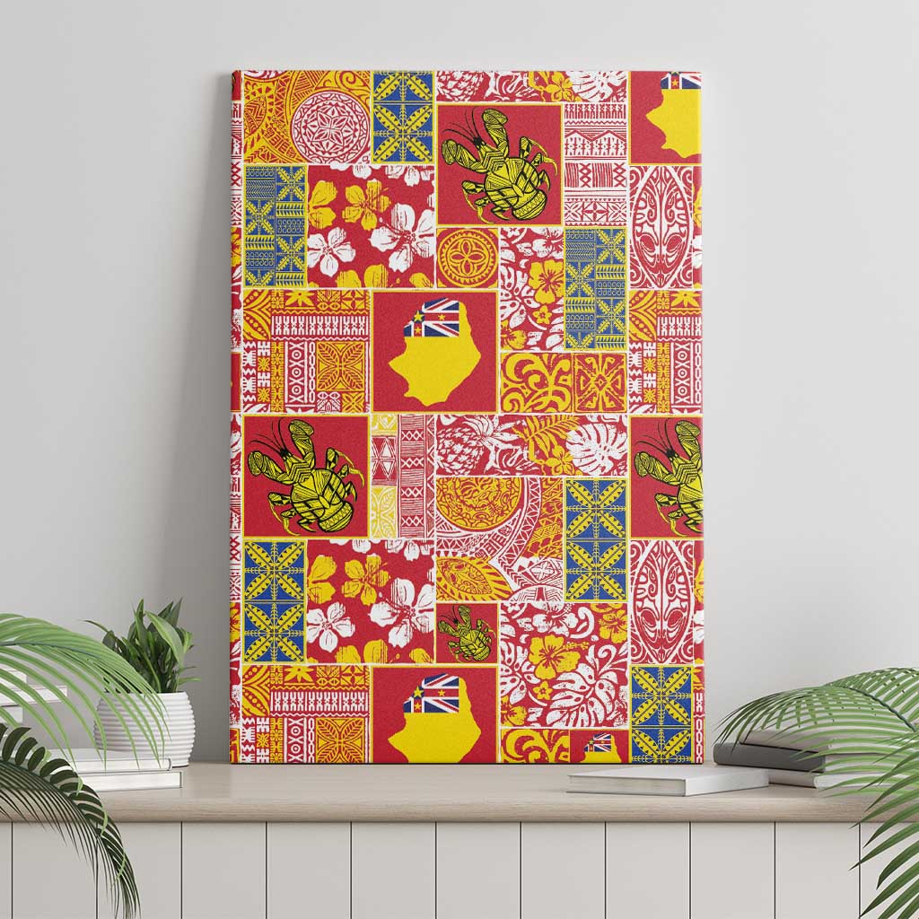 Niue Monuina e Kilisimasi Canvas Wall Art Pacific Patchwork Xmas Vibes - Polynesian Pride