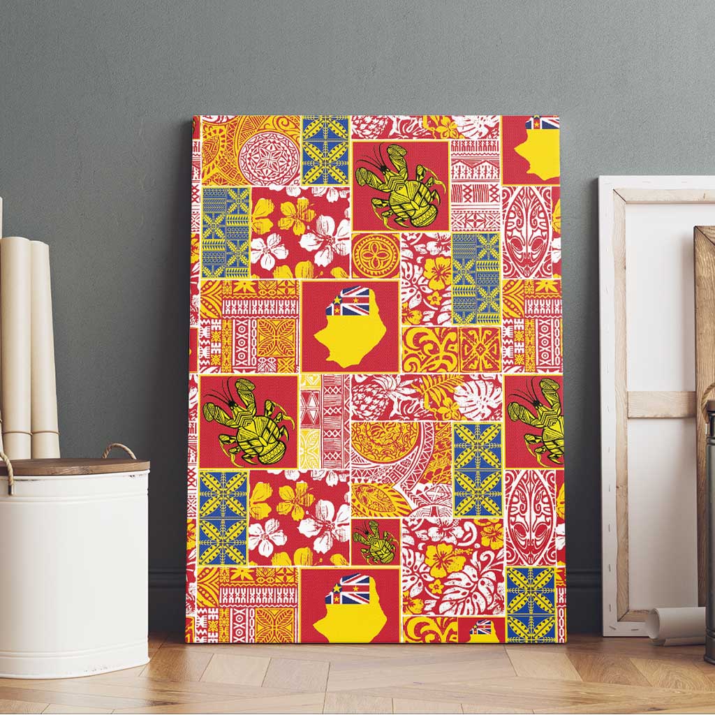 Niue Monuina e Kilisimasi Canvas Wall Art Pacific Patchwork Xmas Vibes - Polynesian Pride