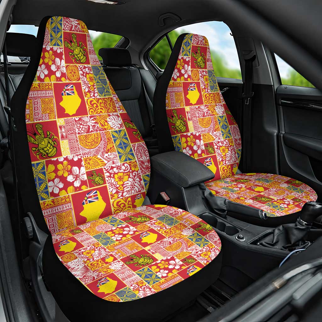 Niue Monuina e Kilisimasi Car Seat Cover Pacific Patchwork Xmas Vibes - Polynesian Pride