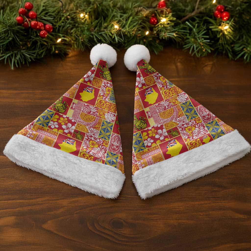 Niue Monuina e Kilisimasi Christmas Santa Hat Pacific Patchwork Xmas Vibes - Polynesian Pride