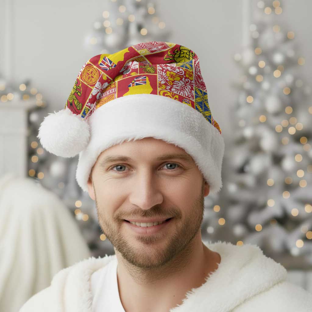 Niue Monuina e Kilisimasi Christmas Santa Hat Pacific Patchwork Xmas Vibes - Polynesian Pride