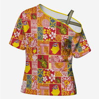 Niue Monuina e Kilisimasi Cross Shoulder Shirt Pacific Patchwork Xmas Vibes - Polynesian Pride