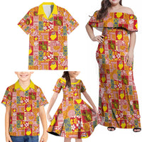 Niue Monuina e Kilisimasi Family Matching Off Shoulder Maxi Dress and Hawaiian Shirt Pacific Patchwork Xmas Vibes - Polynesian Pride