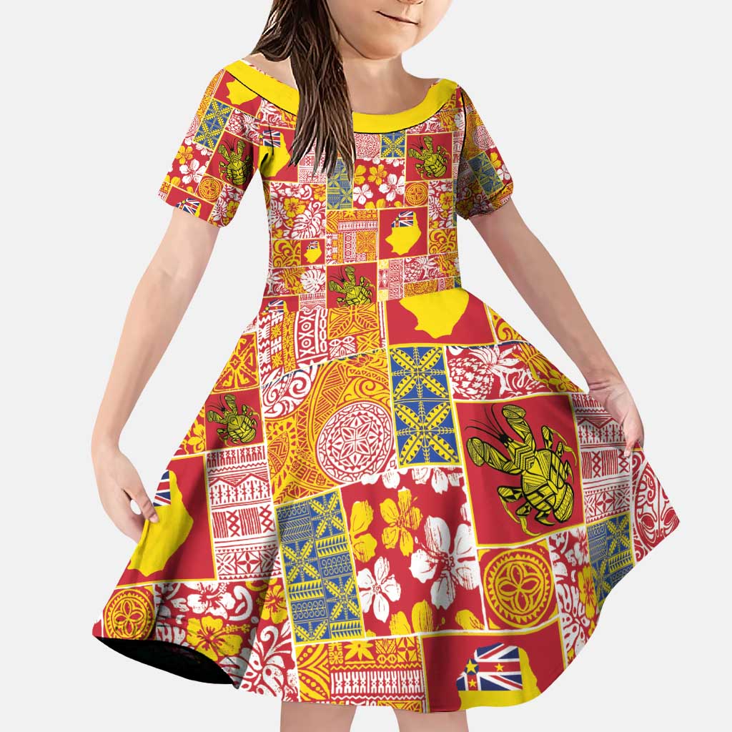 Niue Monuina e Kilisimasi Family Matching Puletasi and Hawaiian Shirt Pacific Patchwork Xmas Vibes - Polynesian Pride