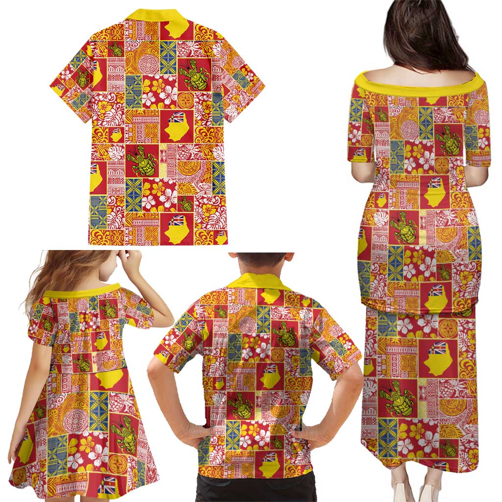 Niue Monuina e Kilisimasi Family Matching Puletasi and Hawaiian Shirt Pacific Patchwork Xmas Vibes - Polynesian Pride