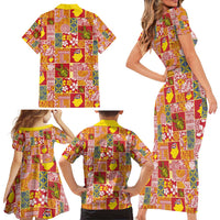 Niue Monuina e Kilisimasi Family Matching Short Sleeve Bodycon Dress and Hawaiian Shirt Pacific Patchwork Xmas Vibes - Polynesian Pride