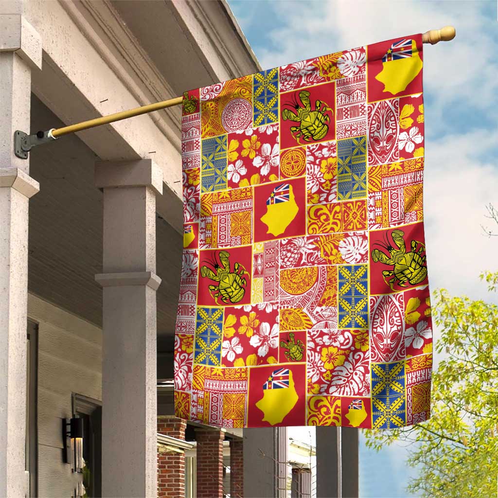 Niue Monuina e Kilisimasi Garden Flag Pacific Patchwork Xmas Vibes - Polynesian Pride