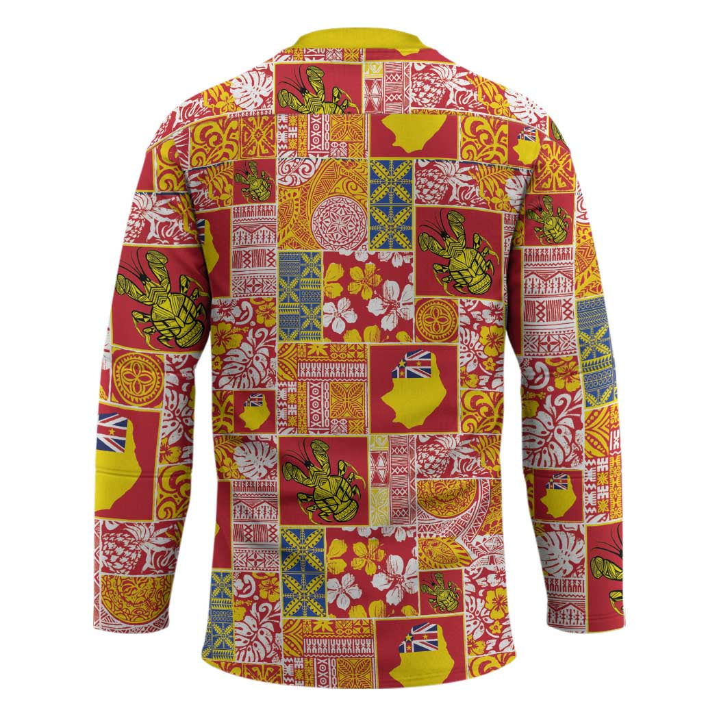 Niue Monuina e Kilisimasi Hockey Jersey Pacific Patchwork Xmas Vibes - Polynesian Pride