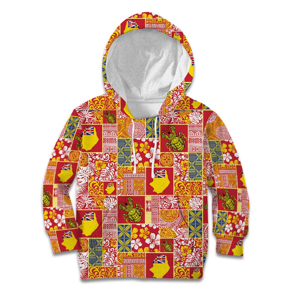 Niue Monuina e Kilisimasi Kid Hoodie Pacific Patchwork Xmas Vibes - Polynesian Pride