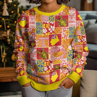 Niue Monuina e Kilisimasi Kid Ugly Christmas Sweater Pacific Patchwork Xmas Vibes - Polynesian Pride
