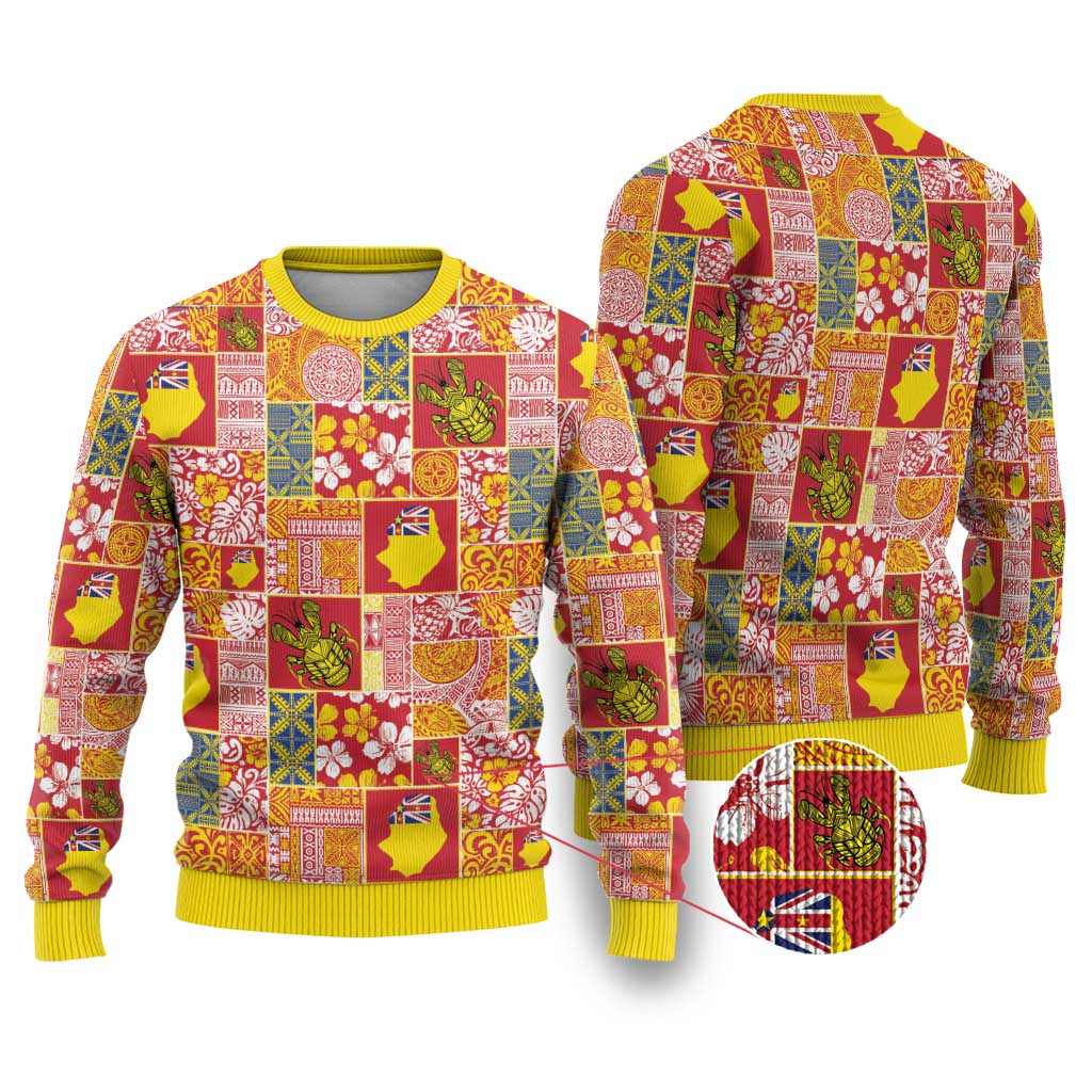 Niue Monuina e Kilisimasi Ugly Christmas Sweater Pacific Patchwork Xmas Vibes - Polynesian Pride