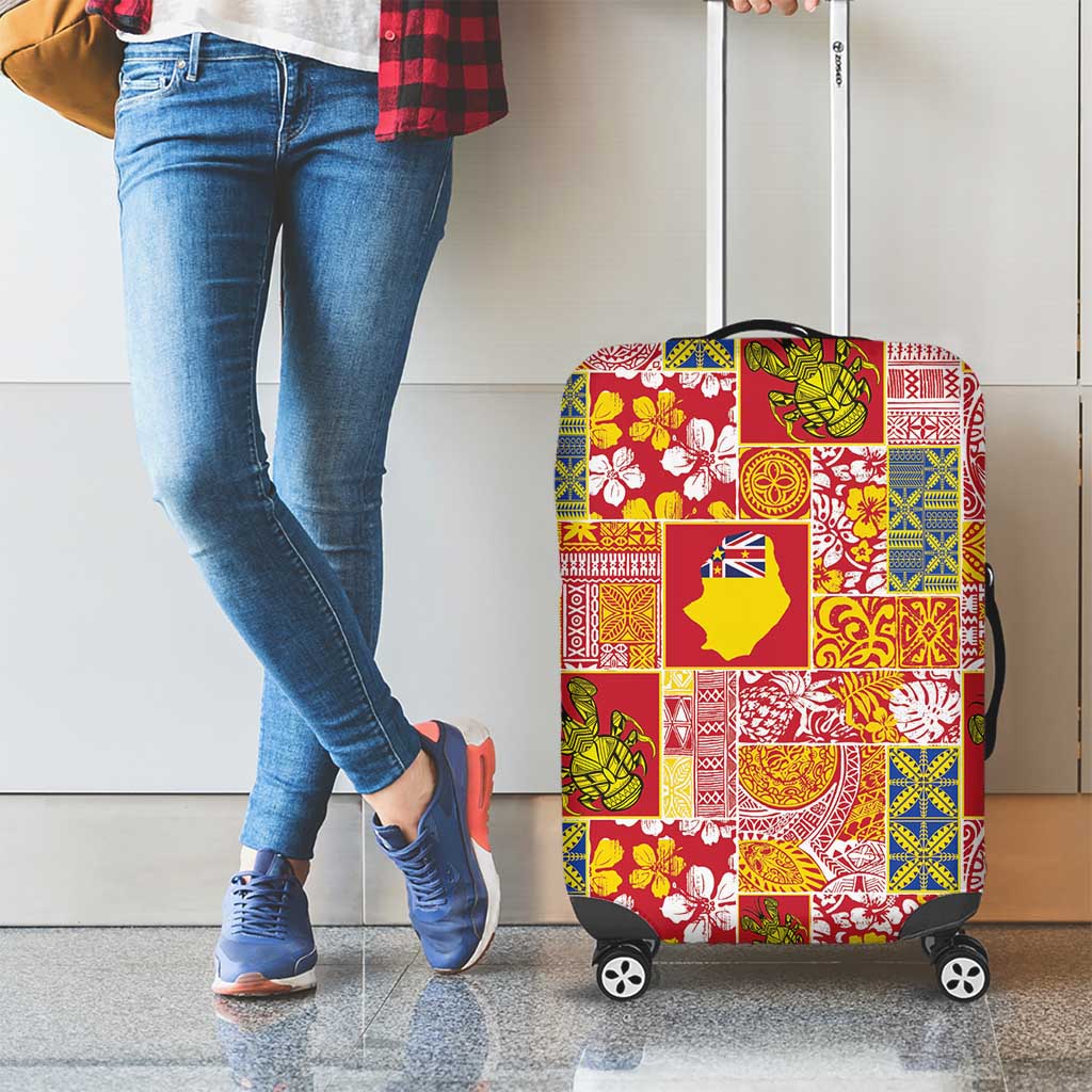 Niue Monuina e Kilisimasi Luggage Cover Pacific Patchwork Xmas Vibes - Polynesian Pride
