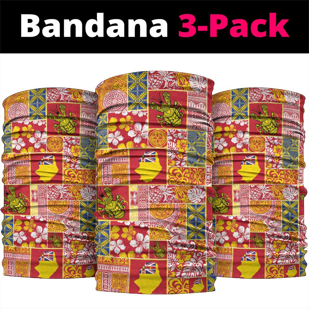 Niue Monuina e Kilisimasi Neck Gaiter Pacific Patchwork Xmas Vibes - Polynesian Pride