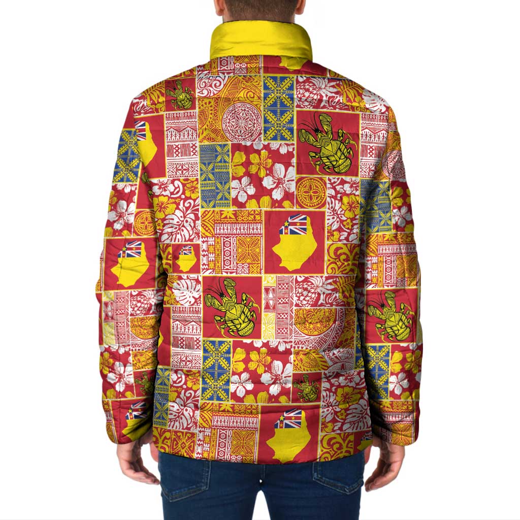 Niue Monuina e Kilisimasi Padded Jacket Pacific Patchwork Xmas Vibes - Polynesian Pride