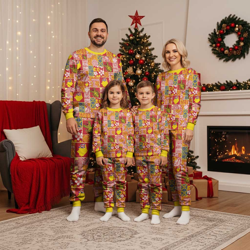 Niue Monuina e Kilisimasi Christmas Pajama Set Pacific Patchwork Xmas Vibes - Polynesian Pride