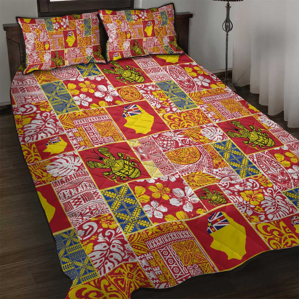 Niue Monuina e Kilisimasi Quilt Bed Set Pacific Patchwork Xmas Vibes - Polynesian Pride
