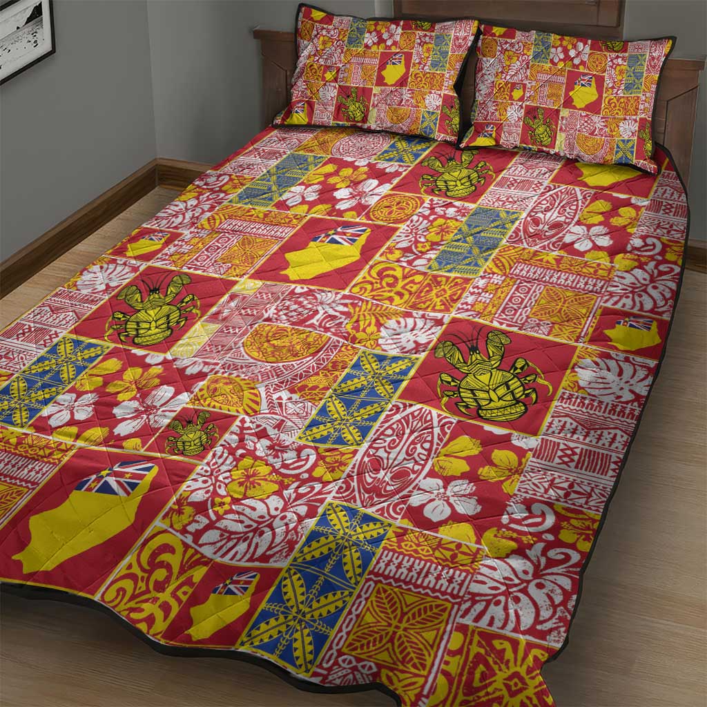 Niue Monuina e Kilisimasi Quilt Bed Set Pacific Patchwork Xmas Vibes - Polynesian Pride