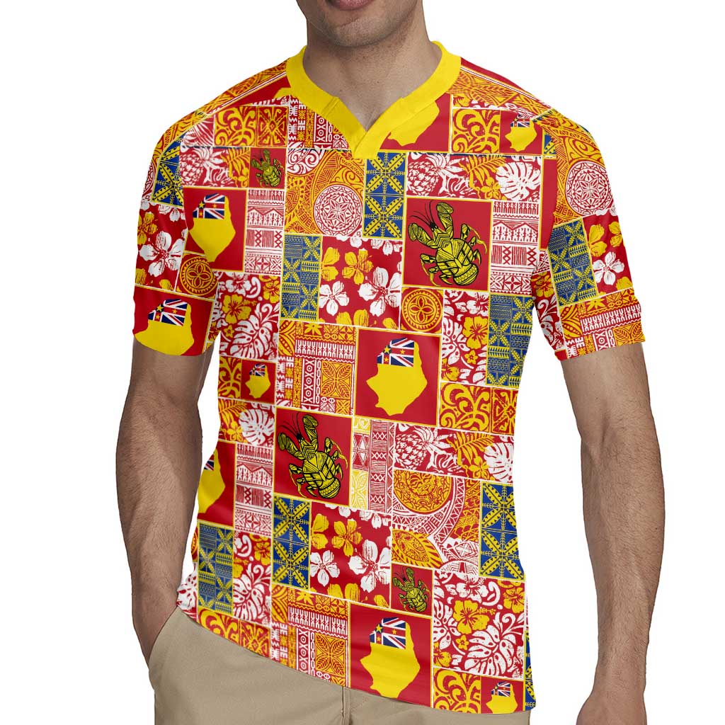 Niue Monuina e Kilisimasi Rugby Jersey Pacific Patchwork Xmas Vibes - Polynesian Pride