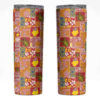 Niue Monuina e Kilisimasi Skinny Tumbler Pacific Patchwork Xmas Vibes - Polynesian Pride