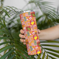 Niue Monuina e Kilisimasi Skinny Tumbler Pacific Patchwork Xmas Vibes - Polynesian Pride