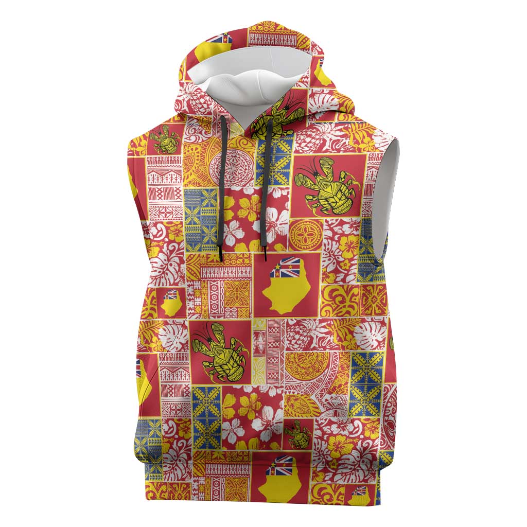 Niue Monuina e Kilisimasi Sleeveless Hoodie Pacific Patchwork Xmas Vibes - Polynesian Pride