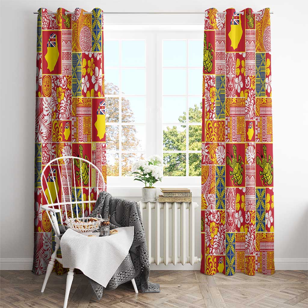Niue Monuina e Kilisimasi Window Curtain Pacific Patchwork Xmas Vibes - Polynesian Pride